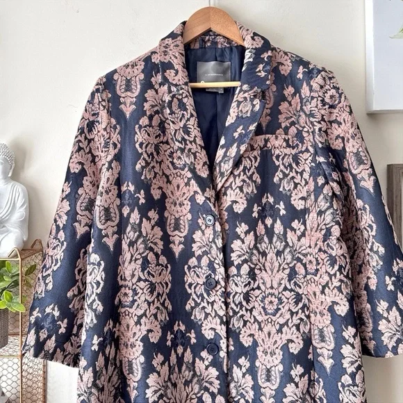 Anthropologie Luisa Blush Jacquard and Blue Denim Statement Jacket Coat Size XL - Picture 5 of 13